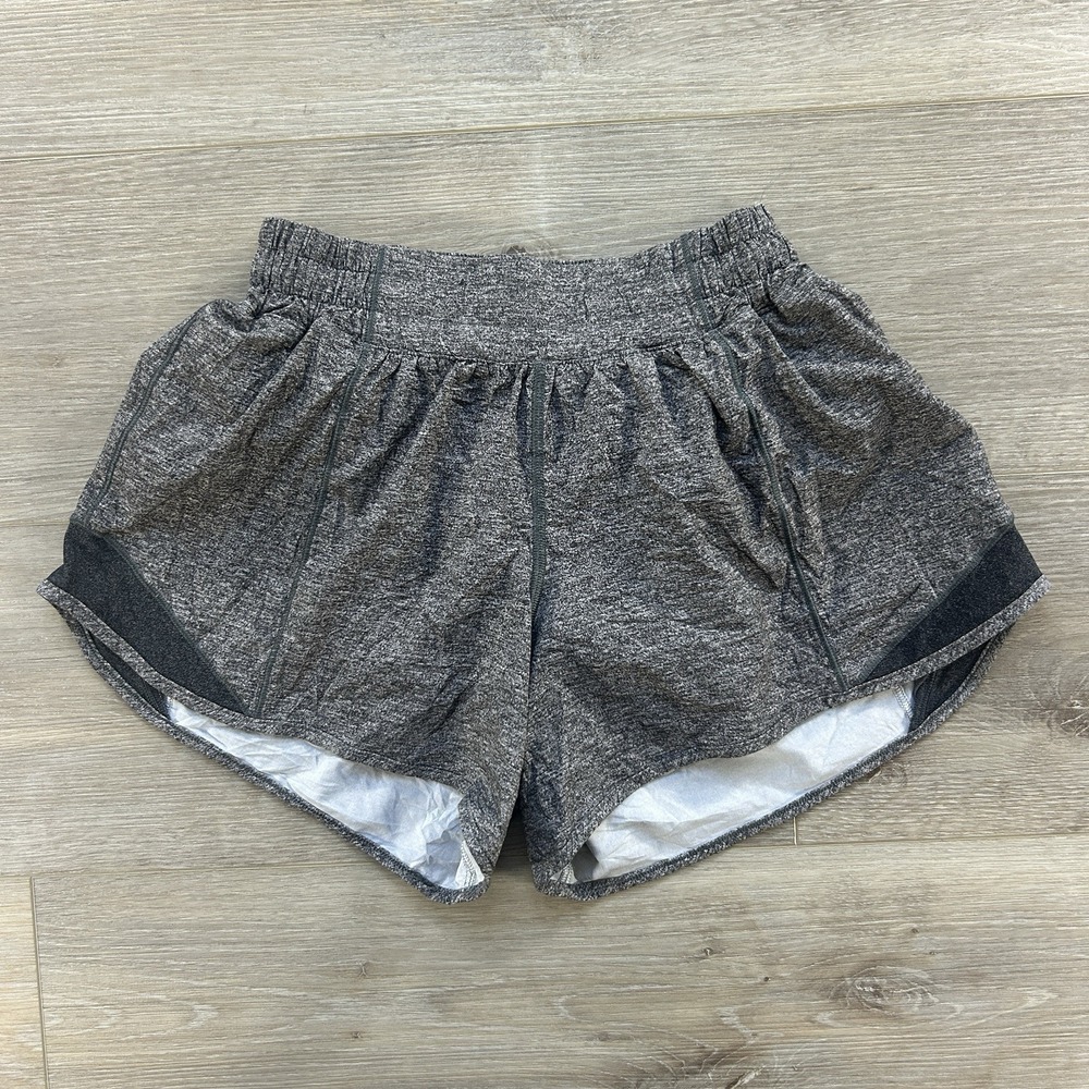 Lululemon 4 Tall Hotty Hot High-Rise Lined Short 4" Heathered Grey Space Dye
